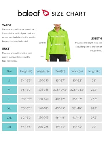 Baleaf BALEAFAAA4680307219WA Women'S Rain Jackets Running Waterproof Windbreaker With Hood Packable Light Rain Coat Reflective Cycling Golf Hiking Gear Yellow S thumb #5