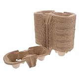 Housoutil Portavasos Desechable de Pulpa de Papel para 2 Vasos Bandeja para Vasos para Llevar Bebidas Calientes y Frías Soporte Práctico para Café y Comida para Llevar