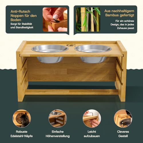 Hundenapf erhöht - kleine Hunde ergonomische Fresshaltung (small), Premium Futterstation Hund entlastet Wirbelsäule und Nacken (2X 700ml)