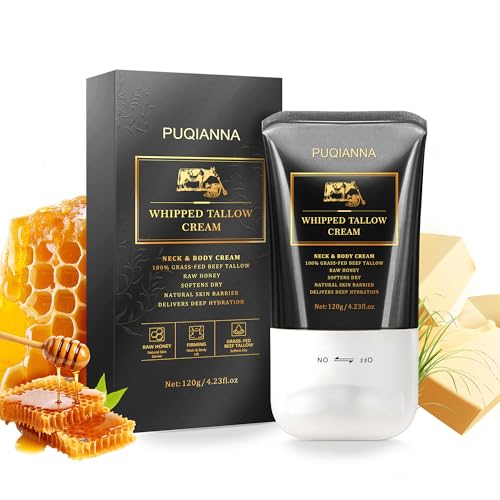 Image of Beef Tallow for Skin Cream - Whipped Tallow for Face & Body & Organic Face Moisturizer, with Grass-Fed Tallow & Raw Honey to Soothe, Lift & Nourish Dry Skin