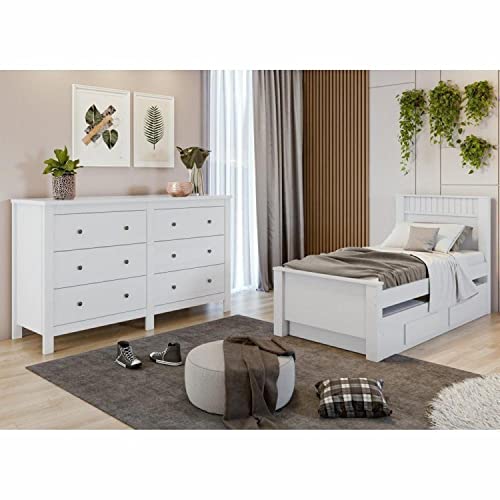 Quarto de Solteiro Completo Bicama Athenas/Cômoda Maggiore Móveis Lopas Branco