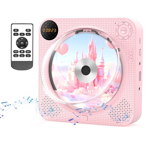 CDプレーヤー 壁掛け ディスクプレーヤーBluetooth送受信・スピーカー内蔵/Bluetooth/FMラジオ/USBモード対応 +10スキップ・A-Bリピート再生 AUX機能 5EQエフェクト 音楽鑑賞/語学学習/胎児教育 PSE認証済み 日本語説明書付き