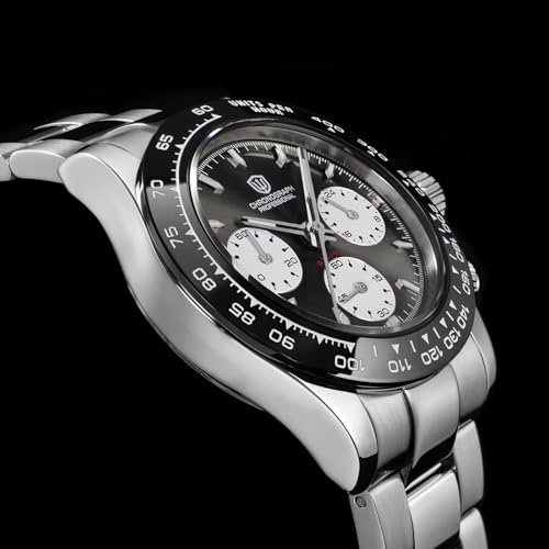 Image of watchdives Chronograph Watch, WD16500 V2 Quartz Men Watches Japan VK63 Meca-Quartz Movement 38mm Sapphire Crystal Wristwatch 100M Waterproof Sport Watch, Stainless Steel Bracelet