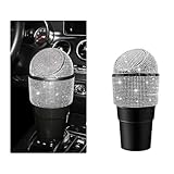 Yourkar Bling Car Trash Can with Lid, Sparkling Crystal Auto Garbage Can with Leak-Proof Lid, Multipurpose Waterproof Trash Bin for Automotive Home Office Kitchen Bedroom (White)