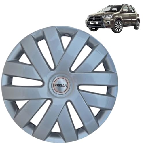 Image of PRIGAN Wheel Cover for ETIOS Cross 15 Inch Silver Wheel Cap (Available in 15 Inch) (Set of 4 Pcs) (Press Fitting) Model- Polo Silver-15