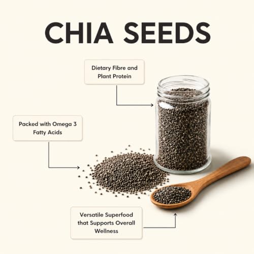 Image of Zucchero Chia Seeds (1kg) - Double Sortex Clean Super Seeds for eating | Omega-3 Loaded | Calcium Rich| Weight Management | Lab Tested | Best for overnight soaking