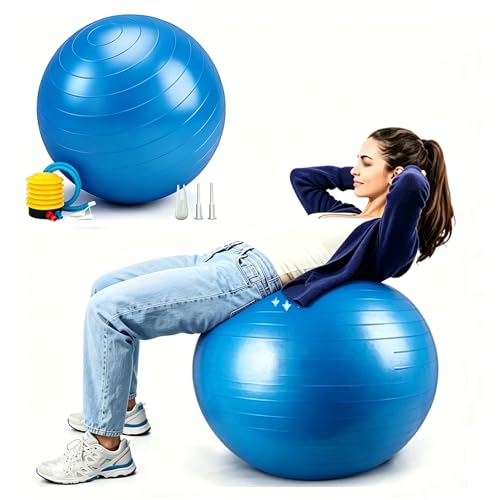 Image of Exercise Yoga Ball, Explosion-Proof Stability Ball(25in /65cm) with Pump, Elastic Birthing Balance Balls for Fitness /Balance /Workout /Physical Therapy /Gymnastics Train -Blue