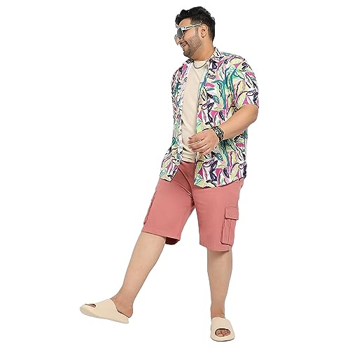 Image of Instafab Plus Men's Shirt for Casual Wear | Spread Collar | Short Sleeve | Button Closure | Plus-Size Fit | Cotton Shirt Crafted with Comfort Fit for Everyday Wear