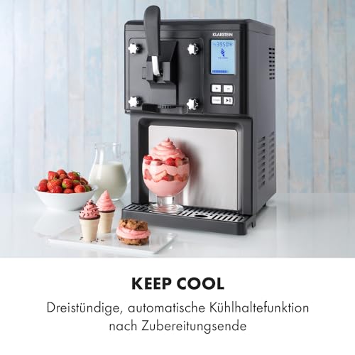 Klarstein Sweet Sundae - Eiscrememaschine, 1,5 Liter, mitselbstkühlendem Kompressor, 200 Watt, Ausgabesystem, 3 StundenAuto-Kühlhaltefunktion, Reinigungsautomatik, Edelstahl, schwarz – Bild 7