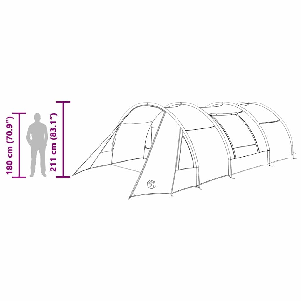 Namiot tunelowy dla 5 osób, zielono-biały, 805 x 405 x 211 cm, poliester 185T z powłoką PU, w zestawie torba do przenoszenia i linki napinające na kemping, do aktywności na świeżym powietrzu
