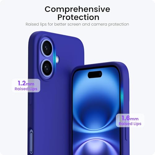Image of DIZORO Compatible for iPhone 16 Case 6.1, Slim Liquid Silicone 3 Layers Full Covered Soft Gel Rubber Phone Case Protective Cover 6.1 Inch - Ultramarine.