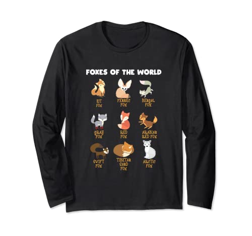 Cool Foxes Of The World - Regalo para amantes de los animales Manga Larga