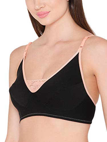 Image of Clovia Women's Cotton Spandex Solid Non-Padded Full Cup Wire Free Everyday Bra - Black