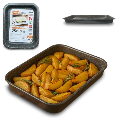 ARCA, Teglia Rettangolare Bassa 25x18x3 cm per Forno, Antiaderente e Bordata, Adatta alla Lavastoviglie, Ideale per Pizza e Altre Ricette, in Alluminio, Made in Italy