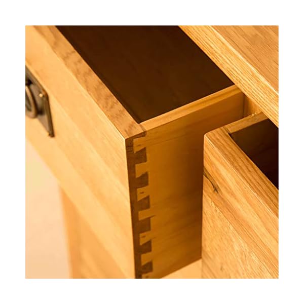 RoselandFurniture Lanner Oak Console Table with Storage | Large Traditional Rustic Waxed Solid Wood 2 Drawers Telephone Table for Hallway or Living Room - Image 5