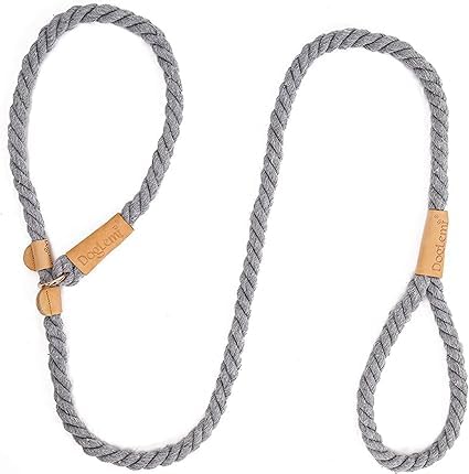 Dog Leash with Collar, Slip Rope Lead Leash Strong Heavy Duty Braided Rope No Pull Training Lead Leashes for Medium Large Dogs,Gray!