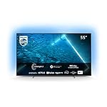 Philips 55OLED707 Fernseher (4K UHD, OLED, HDR10+, 120 Hz, Dolby Vision und Atmos, 3-seitiges Ambilight, Smart TV mit Google Assistant, Works with Alexa, Triple Tuner), Silber, 55 ", 139 cm