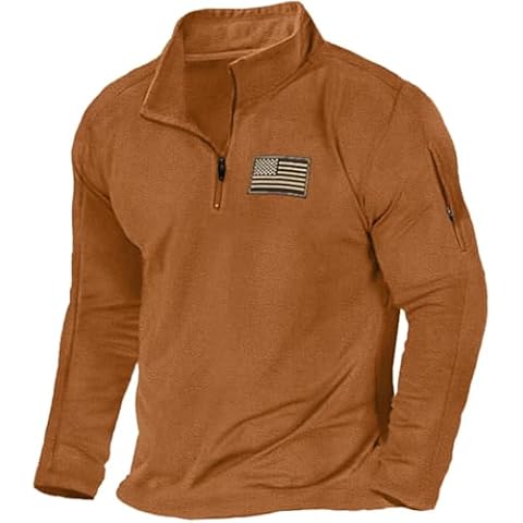 NUOKESASI Mens USA Flag 1/4 Zip Pullover Cover
