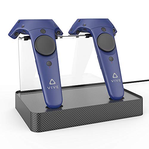 AMVR Dual Charger Magnetic Charging Station/Stand,Support Firmware Upgrade for HTC Vive or Pro Controller (Carbon Fiber)