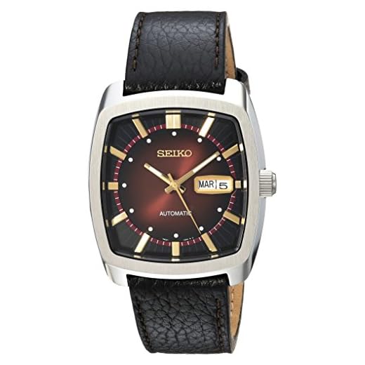 Seiko Men's RECRAFT Series Stainless Steel Automatic-self-Wind Watch with Leather Calfskin Strap, Black, 22 (Model: SNKP25)
