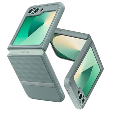 Caseology Capa protetora com padrão ergonômico Parallax 3D compatível com Samsung Galaxy Z Flip 6 (2024) - verde sálvia
