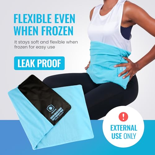 Image of ICEWRAPS Reusable Cold Pack with Fabric Cover - Extra Large 12 x 21 Inch | Flexible Clay Pack, Leak Resistant, Wrap Design for Back, Shoulders and Knees, Stays Cold Up to 45 Minutes - FSA-HSA Eligible