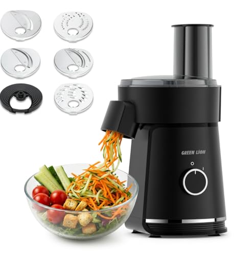 Green Lion 6-in-1 Electric Salad Maker & Vegetable Chopper 200W Food Slicer Electric Shredder Multi Grater & Onion Chopper with 6 Stainless Steel Blades 900ML Safety Locked Lid Easy to Clean