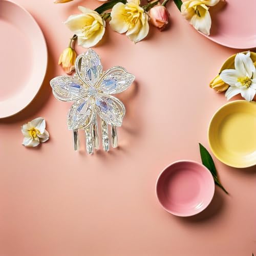 FRCOLOR Pinza Flor Mini 3 Piezas Clip Pequeño con Diseño de Flor de Cristal para Mujer miniatura 4