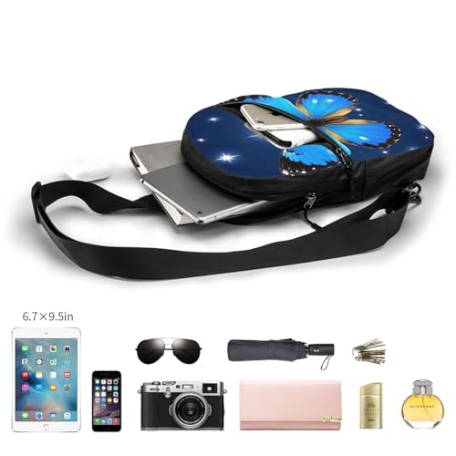 Background with Night Butterflies Print Men's and Women's Foldable Crossbody Bag,Sports Crossbody Bags,and Daily Chest Bags4