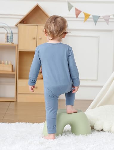 JunNeng 100% Cotton 2Pack Baby Boy Zipper Romper Long Sleeve Baby Pajamas with Mitten Cuffs One Piece 0-18 Months4