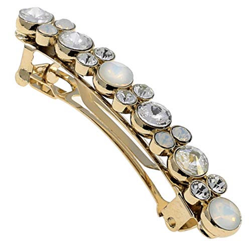 Camila Paris Ga271 2 Inch Small Gold Hair Barrette Clip With Multiple Rounds Swarovski Crystals Stones, French Hair Accessories For Women, Handmade. Styling Girls Hair Ornaments. Made In France #TOP15