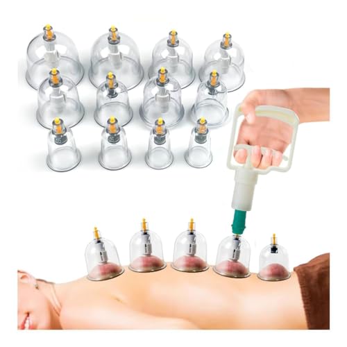 Cupping Kit 12 Pcs Vacuum Air Suction Cups With Pump Handle, Vacu...