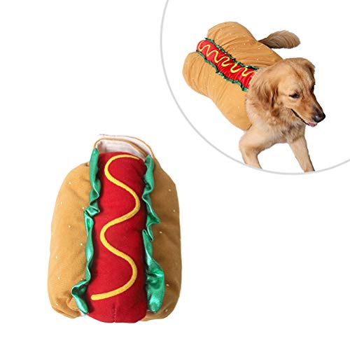 Fantasia de cachorro quente com capuz para cães e gatos, fantasia de cosplay para cães e gatos da PO