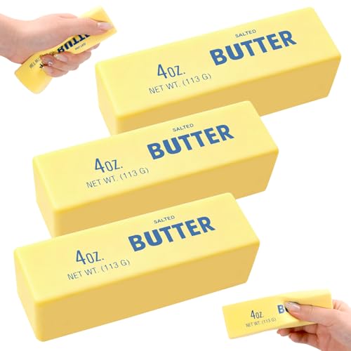 3 Stück Butter Squishy Butterstick-Quetschspielzeuge Langsam Rückfederung Squishy-Butter-Stressbälle Realistisches Lebensmittel-Squeeze-Zappelspielzeug Ideal Für Kinder&Erwachsene (Gelb)