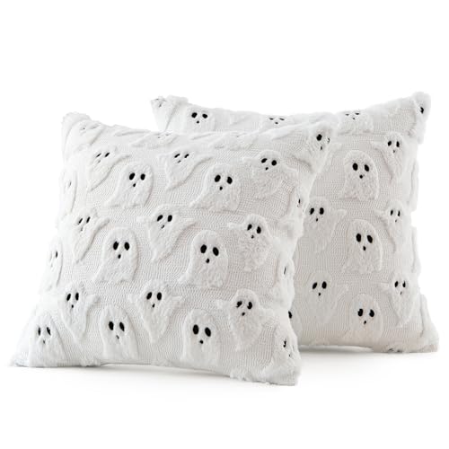 $9.99 MIULEE White Halloween Pillow Covers Cute Ghost Decor Set of 2 18x18 - image 8
