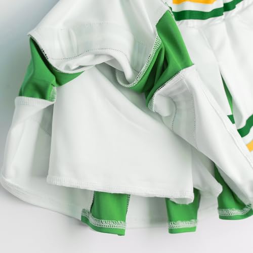 Image of LOLANTA Cheerleader Costume for Girls Halloween Cheer Uniform Outfit | 4Pcs Complete Cheerleading Set with Top, Skirt, Socks and Pom Poms, Cheer Outfits for Halloween Cosplay Christmas