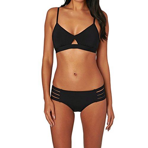 Seafolly Women's Standard Multi Strap Hipster Full Coverage Bikini Bottom Swimsuit, Active Black, 4 US