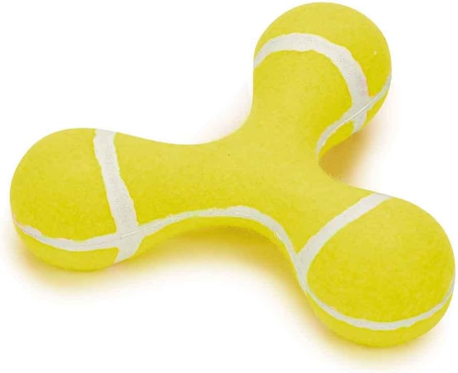MPP Triple Knob Tennis Ball Material Dog Toy with Squeaker Strong Durable Tough (3 Toys)