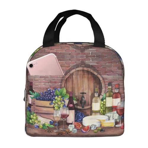 Loncheras aisladas para hombres y mujeres, trabajo, botella de vidrio, vino tinto, suave, pequeña, para adultos, para hombres y mujeres, bolsa térmica de moda aislada para viajes, bolsa de almuerzo