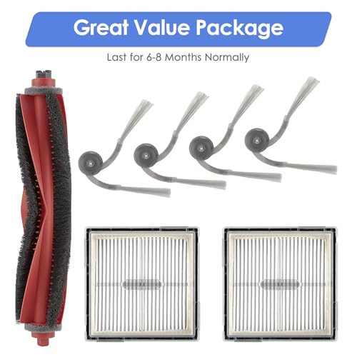 Image of (7 Pack) Q10 S5 / S5+ Replacement Parts Compatible with Roborock Q10 X5 / X5+ Robot Vacuum Cleaner, 1 Roller Brush, 4 Side Brushes, 2 HEPA Filters, Accessories Kit