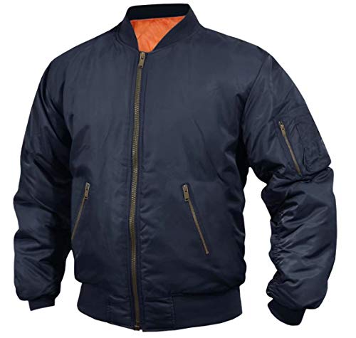 Ski Jacket Men Thick Lightweight Bomber Jacket Pilot College Jogging Windbreaker Softshell Outwear Navy