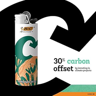 BIC Ecolutions Pocket Lighter, 50-Count Tray of Ecofriendly Candle Lighters, 55% Recycled Metal and 30% Carbon Offset