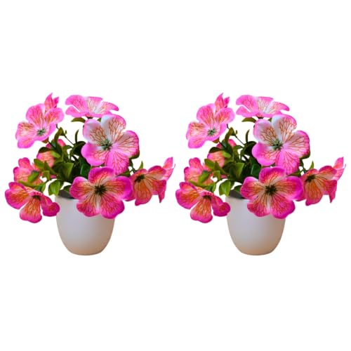 Image of fancymart Artificial Real Touch Flower Plant with Pot (Pack of 2), 16 cm Height, Decorative Faux Floral Plant for Home, Office, Living Room, Bedroom, Table & Shelf Decor