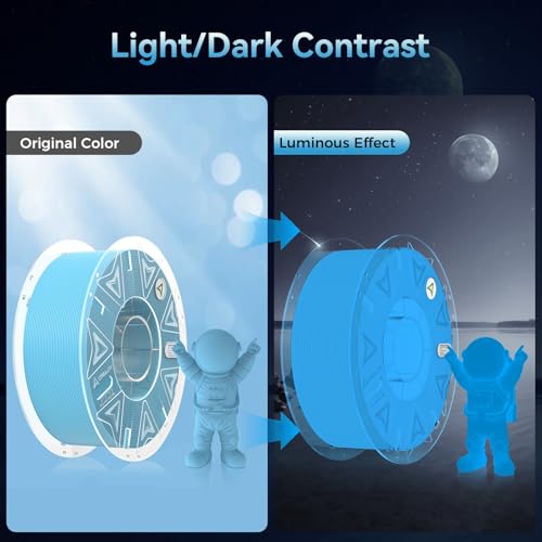 Image of Creality 3D Luminous PLA Printer Filament, 1.75mm Glow in The Dark Shiny Firefly Blue PLA Filament for 3D Printing, Best with UV Lamps, 1kg Spool (2.2lbs), Blue