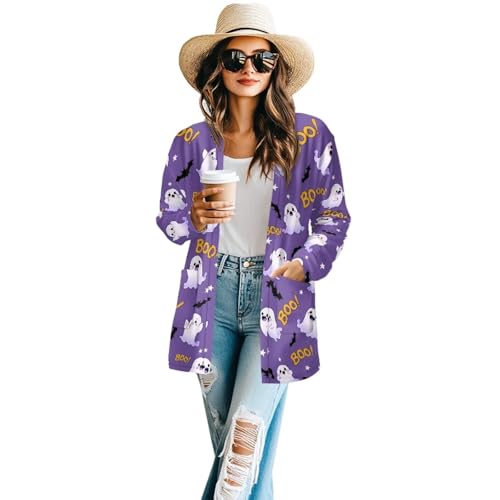 Image of Women's Lightweight Cardigans with Pockets Trendy Long Sleeve Open Front Cardigan Casual Tops Jackets Fall Oufits S-2XL