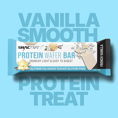 Snactivate Protein Wafer Bars with 10g Protein, 10g Fiber & 0 Added Sugar – French Vanilla 40g × 6 Pack (240g) | No Cholesterol & Trans Fat Upto 2h of Energy, Vegetarian, Healthy & High-Protein Snack