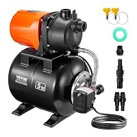VEVOR 750 W Gartenpumpe, 3700 L/H, automatische Bewässerungspumpe mit 50 m Förderhöhe, Kreiselpumpe mit 20/40 PSI Druckschalter, Flachbrunnenpumpe, thermoplastischer Pumpenkopf für Hausgarten & Rasen