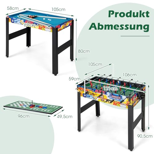 COSTWAY 12 in 1 Spieltisch, Tischspiel mit Tischfußball, Airhockey, Billard, Tischtennis, Schach, Bowling, Shuffleboard, Kombi-Tisch Aktivitätstisch für Zuhause, Büro, Bar – Bild 7