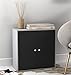 Price comparison product image URBNLIVING 2 Tier Wooden Storage Cabinet (Grey Cabinet + Black Doors), H 60 W 60 D 30, (FP-634)
