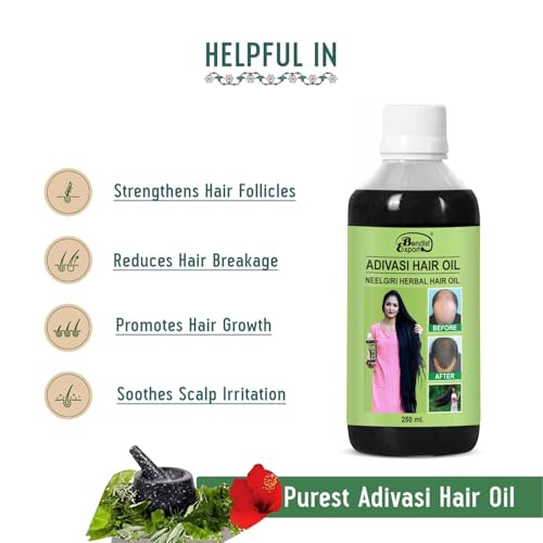 Image of Adivasi hair oil original 250 ml, Original Aadivashi Hair Growth Oil 250 ML Ayurvedic Adiwasi Herbal Kesh tel with Natural Rosemary essential & Biotin for Control Hairfall anti-dandruff Adiwasi Hair Oil Original Pack of 1 II Herbal Hair Oil